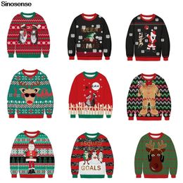 Women's Sweaters Women Men Ugly Christmas Sweater 3D Funny Printed Long Sleeve O-neck Christmas Sweaters Jumpers Tops Pullover Xmas Sweatshirt 230831