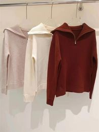 Women's Sweaters Fall Winter Women Thick Sweater Turn-down Collar Cashmere 3 Colour Half Zipper Female Casual Jumper 2023