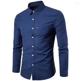 Men's Casual Shirts Fashion Oxford Button-Down Long Sleeve Shirt Non Iron Fit Solid Business Social Shirs For Men Clothing