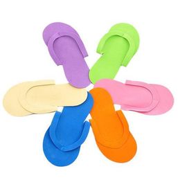 Whole- 100pcs lot Disposable Slipper EVA Foam Salon Spa Slipper Disposable Pedicure thong Slippers Beauty S284p