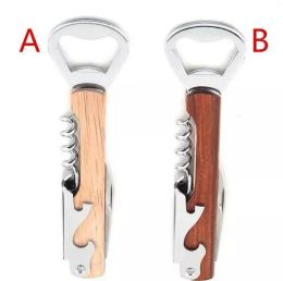 Wood Handle wine opener Stainless Steel HandHeld Deluxe Bottle Opener Corkscrew Double Hinge Waiters Wine Bottle Opener NEW