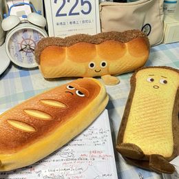 Learning Toys Funny bread cute pencil case plush creative pencil bag School stationery bag Children pen case prizes gifts Student pencil cases