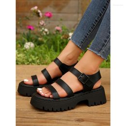 Sandálias plataforma gladiador para mulheres tornozelo fivela saltos grossos sandles mulher plus size verão antiderrapante sapatos de fundo grosso