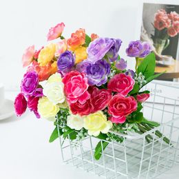 Decorative Flowers Rose Silk Artificial Small Bouquet 7 Head Fake Flower Valentine's Day Wedding Decoration Indoor Flores DIY Supplies