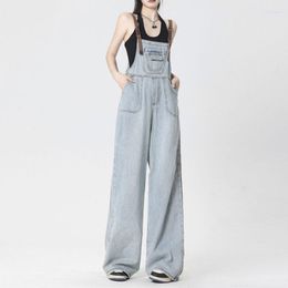 Women's Jeans Y2K Blue Harajuku Denim Jumpsuit Clothing High-waisted Pants Trousers Mom Jean Full Length