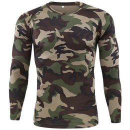 Men's T-Shirts Long Sleeve T shirts Men Outdoor Tactical Military Camouflage T-shirt Quick Dry Camo Tshirt Hunting Hiking Camping Tee Shirt 230830