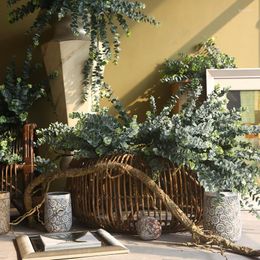 Декоративные цветы 82 см искусственное эвкалипт зеленый растение свадебное украшение цветочные композиция ретро деньги листья домашняя гостиная