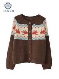 Women's Sweaters 2023 American Retro Autumn Winter Women ONeck Knitted Cardigans Sweater Preppy Style Breasted Oversize Harajuku Female Jumper 230831
