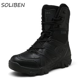 Boots SOLIBEN Combat Army Boots Winter Outdoor Tactical Boots Hiking Desert Ankle Hunting Shoes Military Men Boots Botines Zapatos 230831