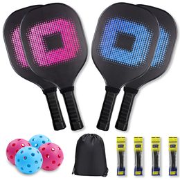 Squash Racquets Pickleball Paddles Set with 4 Wood Pickleball Rackets 4 Balls 4 Grip Tapes Portable Carry Bag for Indoor/Outdoor Sports 230831