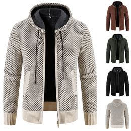 Men's Jackets Cardigan Men's Sweater Jacket Male Cold Blouse Autumn Winter Korean Casual Slim Hooded Windbreaker Warm Y2K Chenille Coat 230831