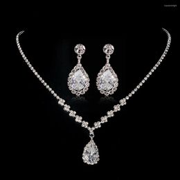 Necklace Earrings Set Crystal Earring Drop Women Jewelry Water Wedding Necklaces Pendants