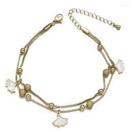 Anklets Fashion Anklet For Women Gold Colour Ball White Shell Multilayers Adjustable Beach Foot Chain Jewellery Gift