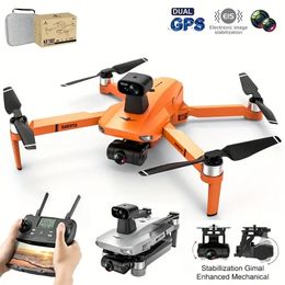 KF102 Orange/Grey Upgraded Obstacle Avoidance GPS Remote Control Drone With HD Dual Camera 1 Battery 32G Memory Card 2 Axis Self Stabilising Electronic