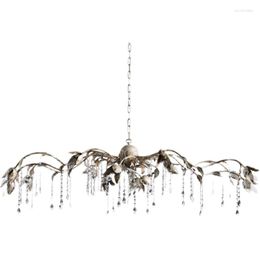 Pendant Lamps American Country Iron Light Luxury Chandelier European Living Room Branch Creative Bedroom Art Dining Crystal LED