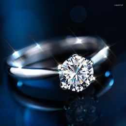 Jewellery Pouches Synthetic Moissanite Diamond One-carat Classic Minimalist Smooth Six-claw Ring Female