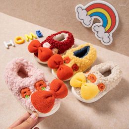 Slipper Sweet Little Princess Indoor Slippers 2023 Butterfly-knot Design Heel Covered Ankle Baby Shoes Solid Bear Boys