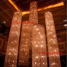 Large Long Crystal Chandelier Light lampada led Fixtures el Crystal Lighting Lamp for Project Hallway Staircase chandeliers241N