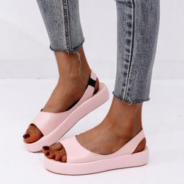 Slippers 2023 Summer Large Size 43 Peep Toe Flat Heel Lightweight Elastic Slip-on Casual Women's Sandals Beach