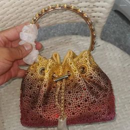 Shoulder Bags 2023 Women's Sparkling Diamond Bucket High Quality Women Purse And Handbags Luxury Fashion Messenger