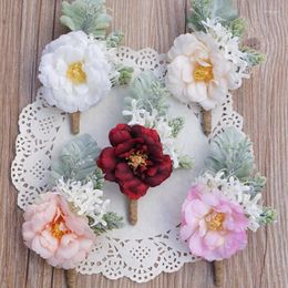 Decorative Flowers WeddingBobDIY Groom Boutonniere Man Buttonholes Artificial Wedding Party Decoration XY01