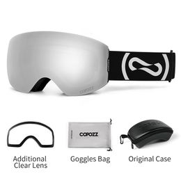 Ski Goggles COPOZZ Magnetic Winter UV400 Protection AntiFog Glasses Male Female Clear Lens Case Kit Set Snowboard Eyewear 230927