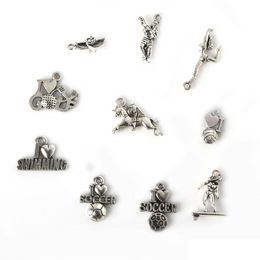 Charms New 75Pcs Mixed Tibetan Sier Plated Dance Surfing Pendants Jewellery Making Diy Charm Handmade Crafts Drop Delivery Findings Comp Dhos2