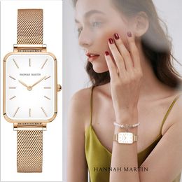 Wristwatches Retro Square Watches For Women Ladies Watch Rose Gold Ultra Thin Small Dial Quartz Wrist Luxury Steel Mesh Strap Clock