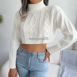 Women's Sweaters YEMOGGY Twist Short Knitted Sweater Pullover for Women Fall Sweater 2022 New Solid Long Sleeve Turtleneck Cropped Crop Sweaters HKD230831