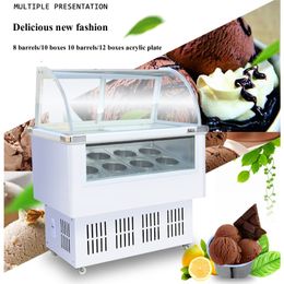 Popsicle Display Cabinet Stainless Steel Ice Cream Showcase 8 Round Barrels Or 12 Square Barrels Freezer Ice Cream Storage Machine