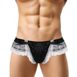 Sexy Mens Penis Pouch Lace Underwear Thong Open Pouch Jockstrap Men Underwear Sissy Lingerie Men Panties G Strings1288D