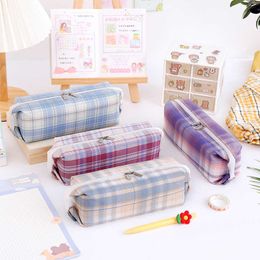 Learning Toys Pencil Case Minimalist plaid Pencil Box Pencilcase Pencil Bag School Supplies Stationery