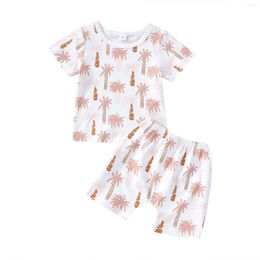 Clothing Sets 0-4Y Kids Baby Boy Casual Coconut Tree Print Round Neck Short Sleeve Loose Top Shorts Summer Tracksuit 2pcs Set