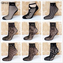 Sexy Socks Elegant Women Lovely Girls Summer Fashion Sexy Lady Soft Black Lace Ruffle Fishnet Mesh Short Ankle Socks Ultrathin 230830