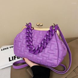 Evening Bags Purple Design Handbag Women Quilted Shoulder Bag Clip Small Crossbody For 2023 Metal Chain Clutches Cloud Purse