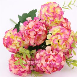 Decorative Flowers 5Pcs Simulation Hydrangea 10Head Silk Flower Decoration Home Fake Wedding Bride Hand Holding Bouquet