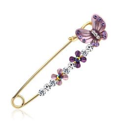 Pins Brooches Crystal Butterfly Brooch Lapel Pin Flower Diamond Cor Shawl Buckle Scarf Pins For Women Fashion Jewellery Drop Delivery Dhoec