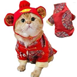 Dog Apparel Year Pet Costume Winter Coat Chinese Spring Festival Clothes Warm Tang Suit For Small Medium Dogs Cats