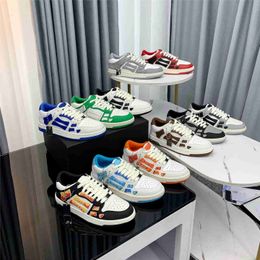 Designer Skel Low Men Women Shoes Bones Hi Leather Skeleton Sneakers Luxury Skeleton Blue Red White Black Green Gray Pink couple casual Mens Womens shoes