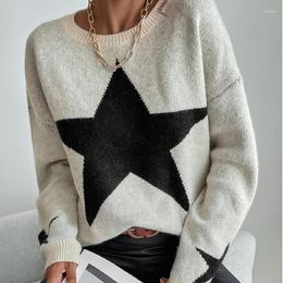 Women's Sweaters Star Sweater Pullover Women Autumn Spring Simple Knit Elastic Pullovers Jumper Casual Thick Warm Black White Basic Jumpers