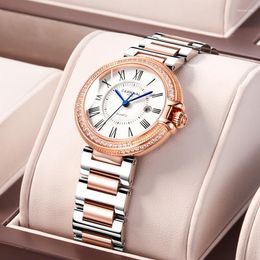 Wristwatches CARNIVAL Women Quartz Watch Stainless Steel Diamond Sapphire Waterproof Auto Date Ladies Watches Relogio Feminino