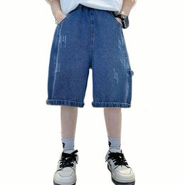 Jeans Boys Summer Solid Colour Kids Casual Style Children Teenage Clothes 6 8 10 12 14 230830