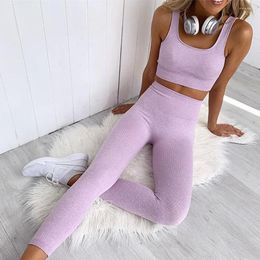 Yoga Outfits Set Women Sexy 2 Piece Nylon Seamless Fitness Sport Clothes Wear Energy Elastic Workout Running Sports Suits For