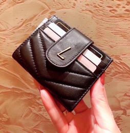 Coin Purse Card Bag Hand Clutch Bags Cross Grain Cowhide Real Leather Two Folded Purse Internal Zipper Letter Pattern Hot