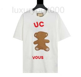 Men's T-Shirts designer 2023 New Woollen Woven Little Bear Zhangzi Short Sleeve Pure Cotton Round Neck Casual Loose and Women's T-shirt OH3A