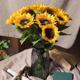 Decorative Flowers Artificial Sunflower Bouquet Silk Fake Flower DIY Wedding Decoration Arrangement Party Home Decor Gift