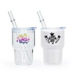 Stainless Sublimation 3oz Wine Tumblers Clear Frosted Colours Liqueur Shot Glass with Plastic Lid 831