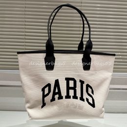 Woman Shoulder Bags Casual Tote Bags Designer Paris Letters Luxury Shopping Purse Ladies Book Handbags Black and White