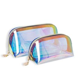Learning Toys Transparent Holographic Color Pencil Bag Case Laser Cosmetic Bag Multifunction Stationery Storage Bag