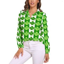 Women's Blouses St Patrick's Day Loose Blouse Paddys Green Lucky Shamrocks Street Wear Oversized Women Long Sleeve Vintage Shirts